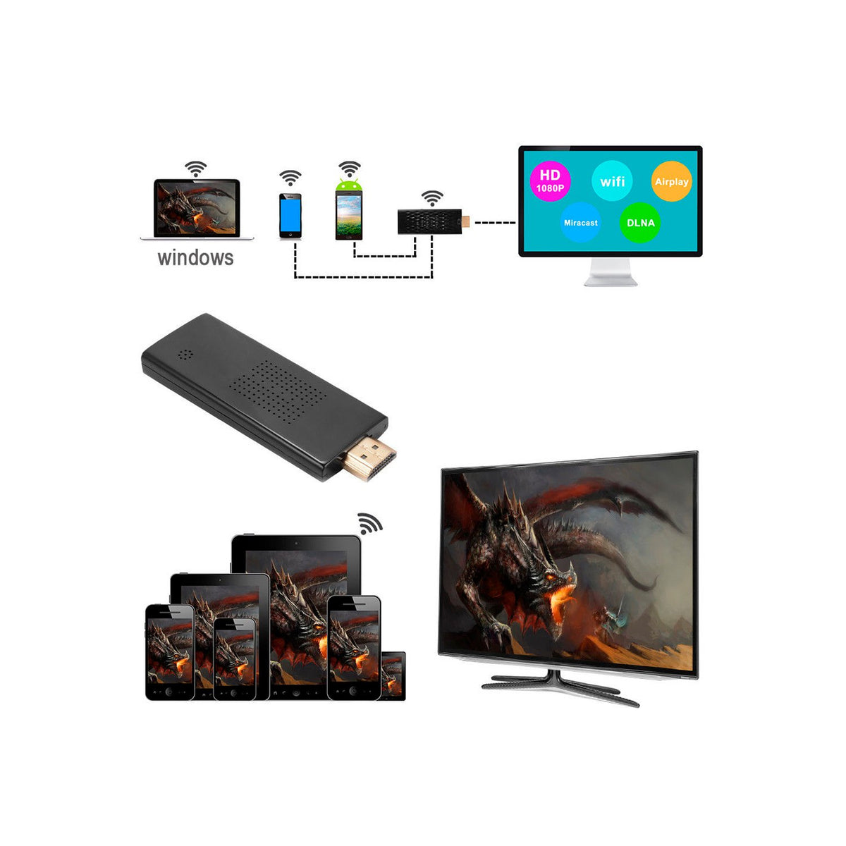 Transmisor Wifi 5Ghz Hdmi Display Dongle 1080P