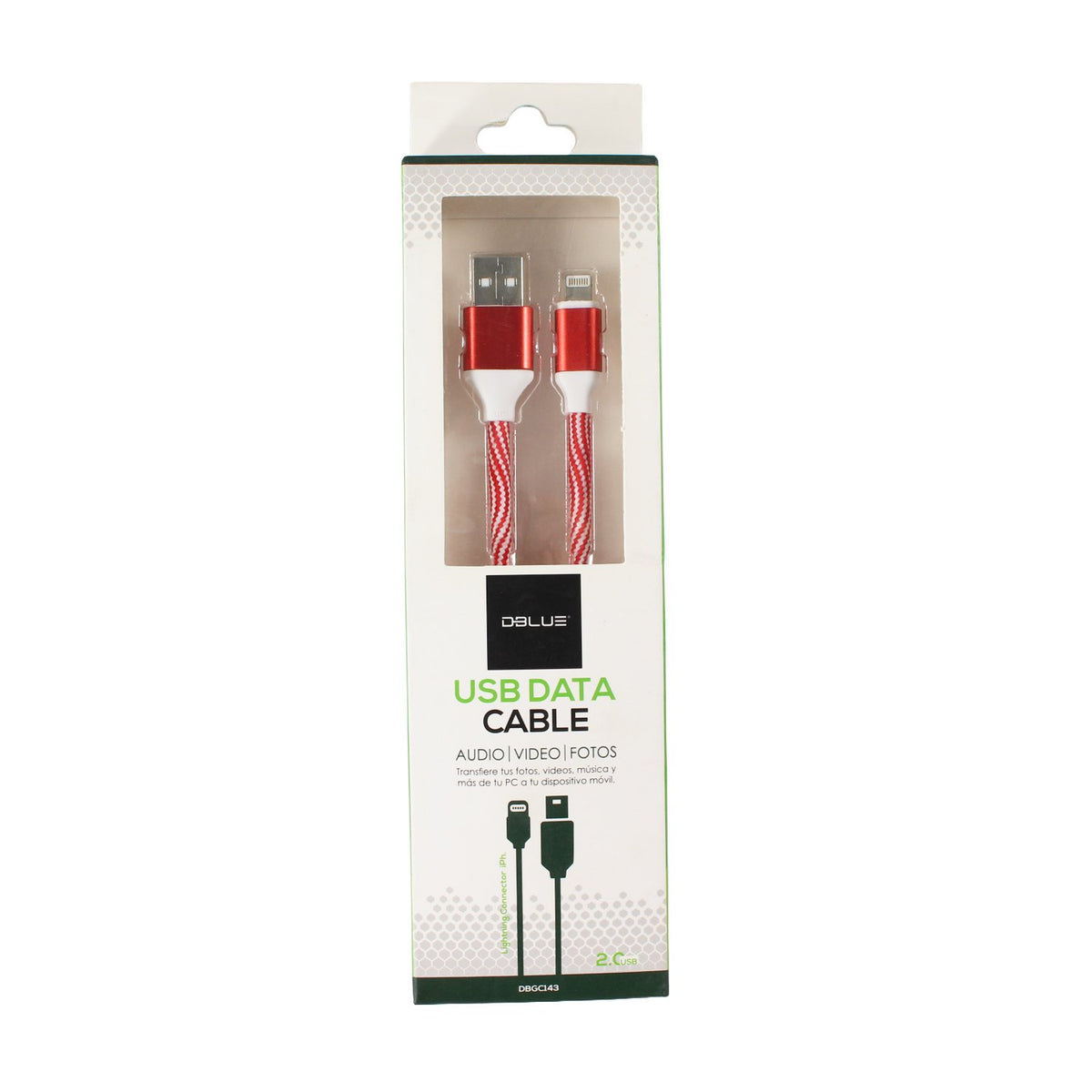 Cable USB 2.0 a Lightning, trenzado, 1 mts. DBlue
