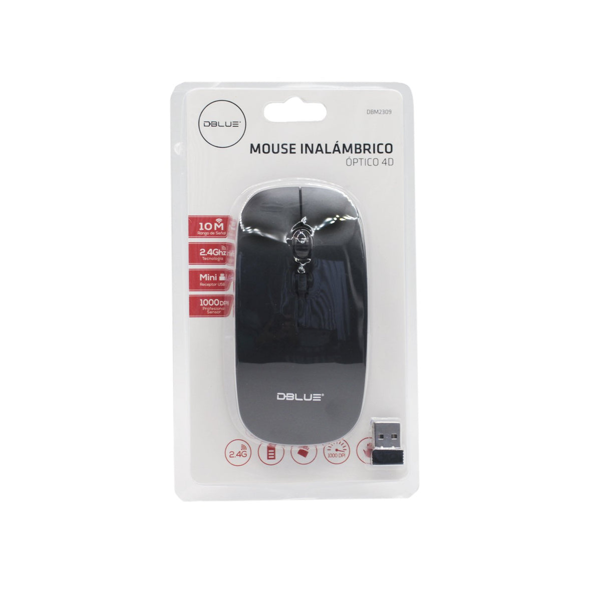 Mouse Inalámbrico Óptico 4D DBlue, 2.4 GHZ, 1000 DPI