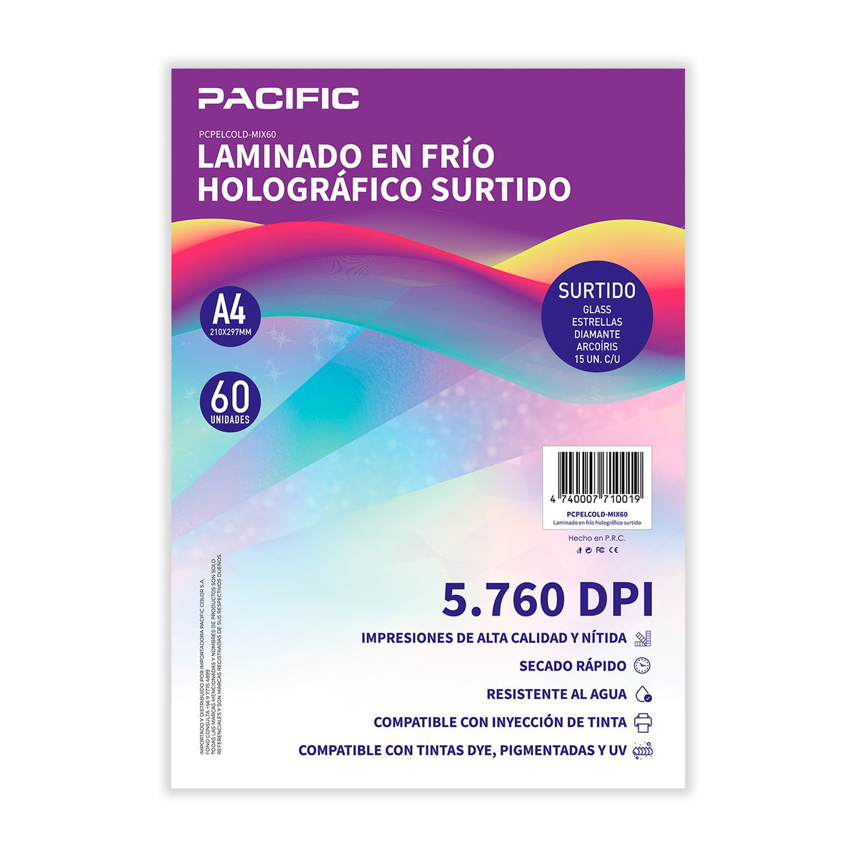 Laminado en frío holográfico a4 60un.