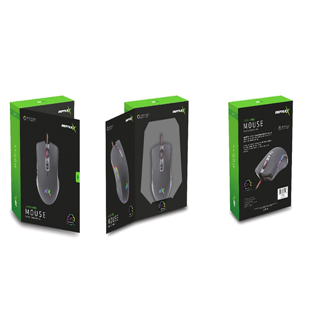 Mouse Reptile ergonómico USB 4500 DPI RGB 1000HZ, 5V