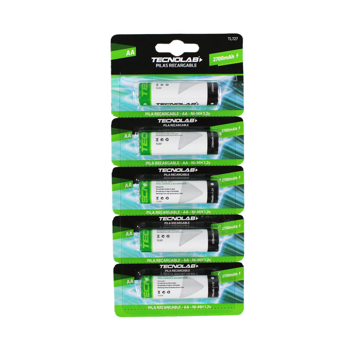Pack 5 pilas AA Tecnolab 2700 mAh