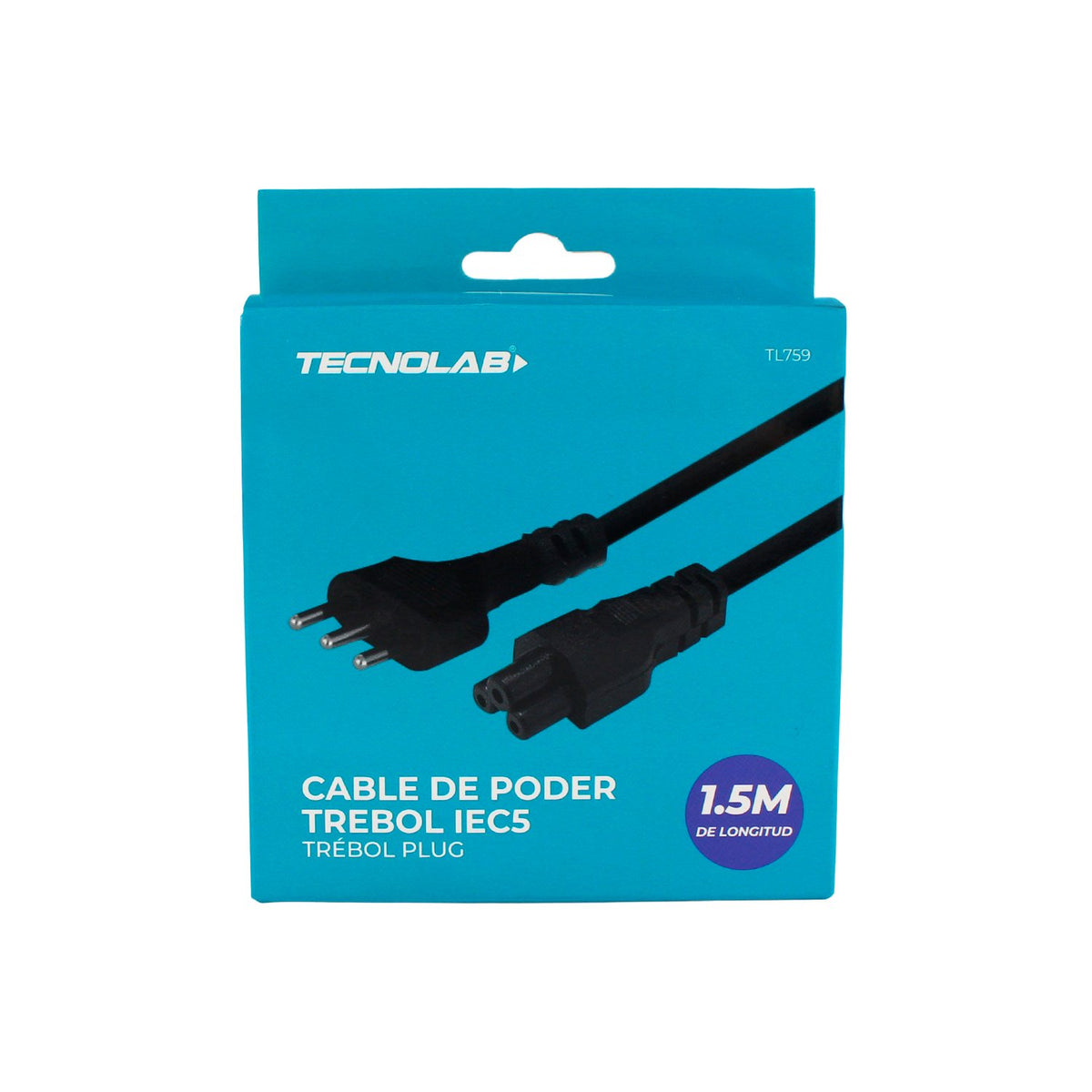 Cable Tecnolab De Trébol 1.5 Metros Iec 5