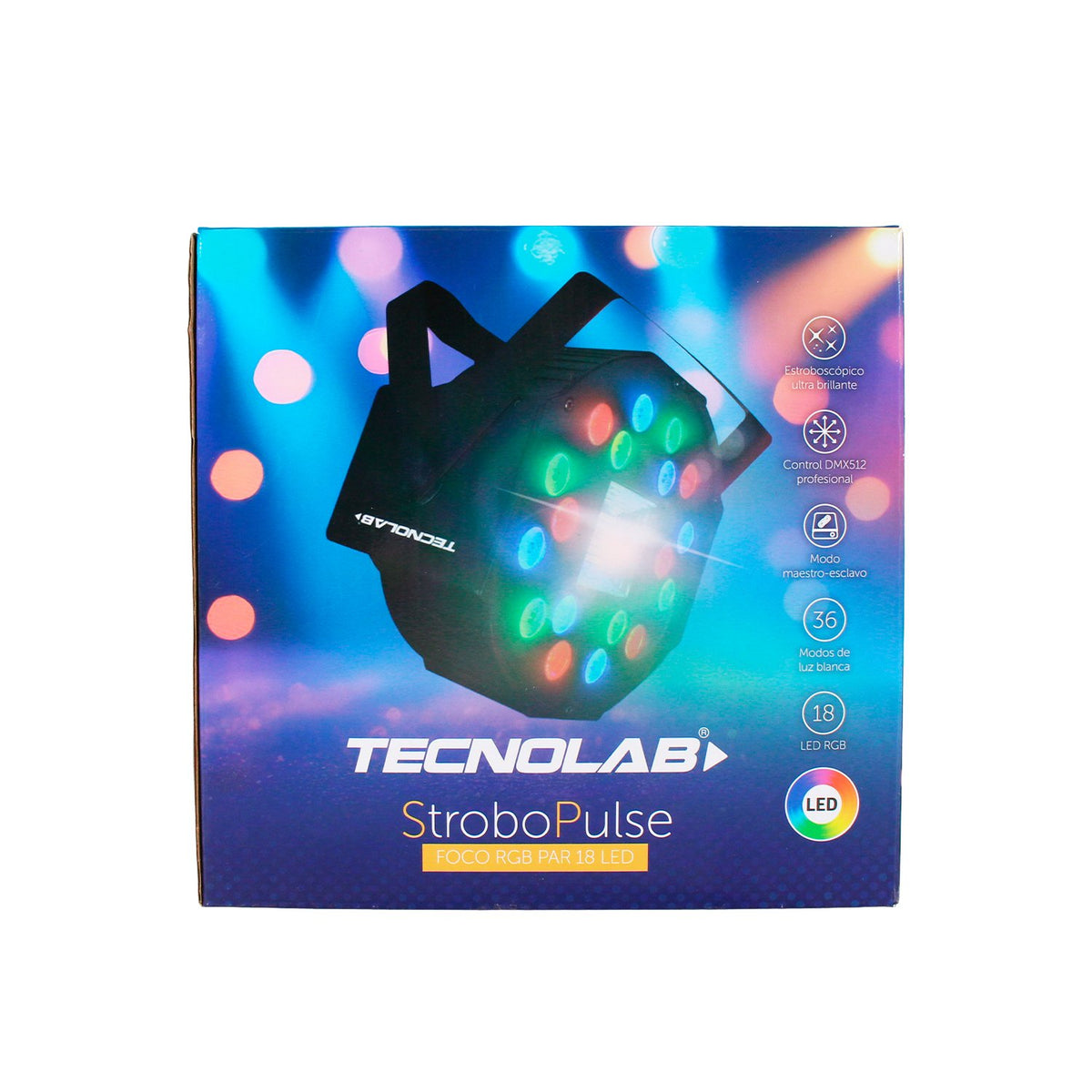 Foco Tecnolab con estroboscópica y conexión a DMX
