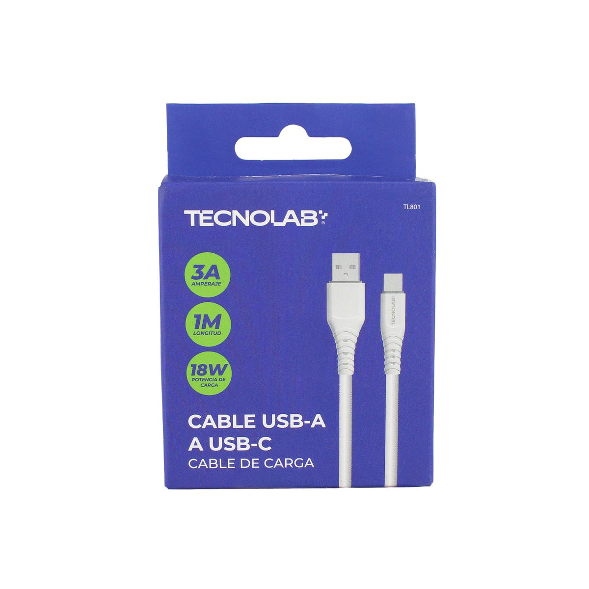 Cable Tecnolab USB a tipo c 1m White