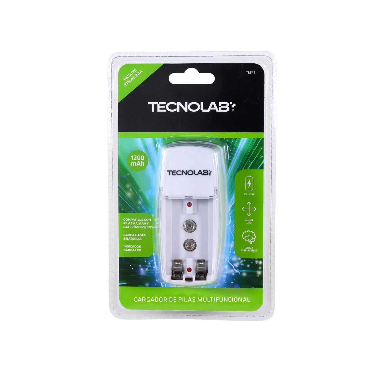 Cargador de pilas Tecnolab multifuncional