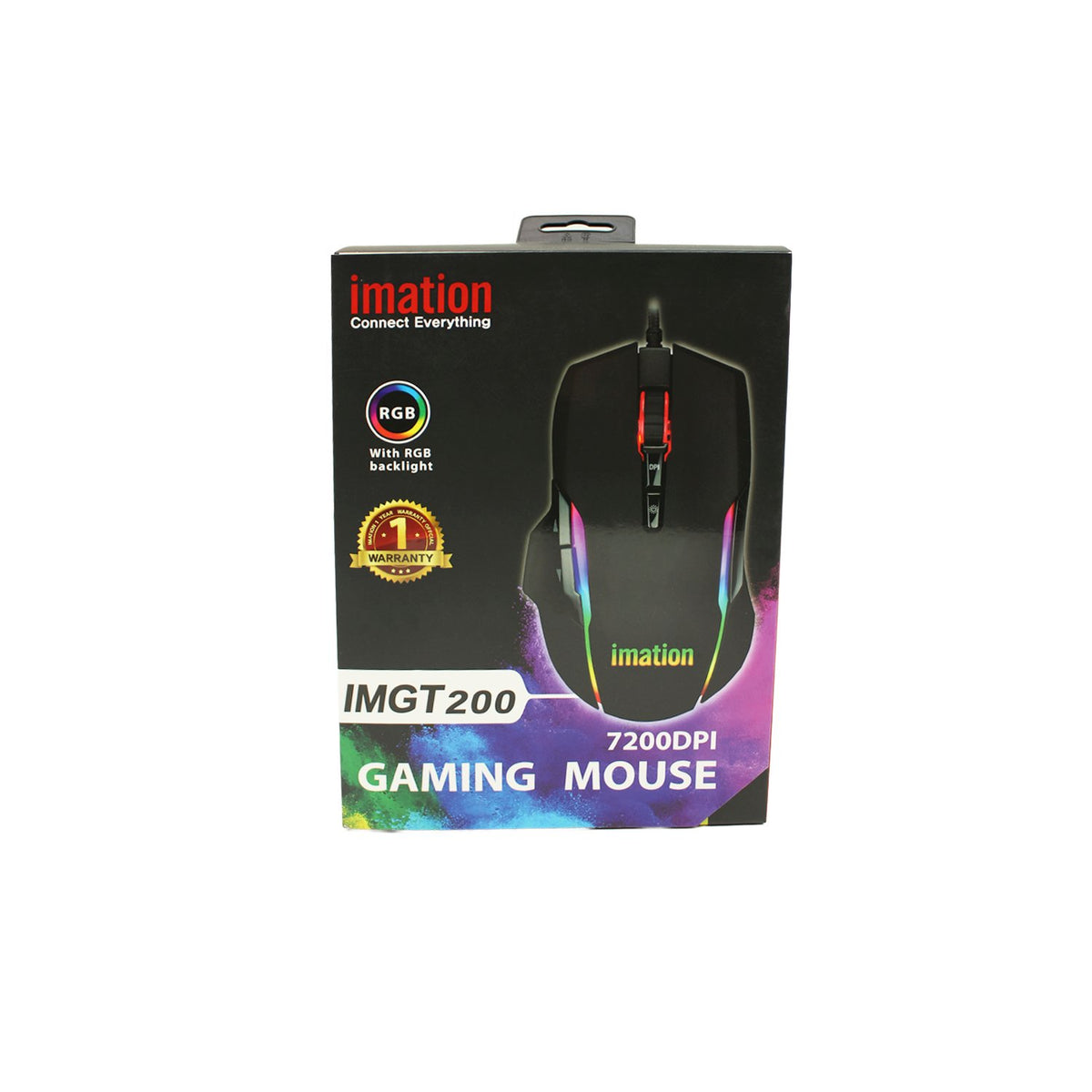Mouse Imation IMGT200, 7200 DPI, RGB, 7 botones, USB