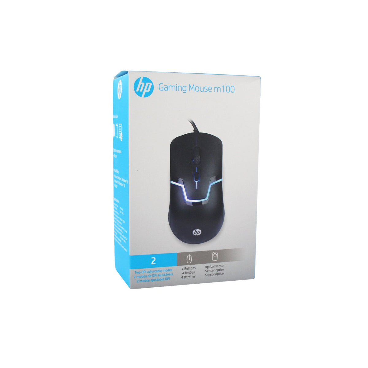 Mouse HP óptico con cable 1600 DPI, sensor 168A, 4 botones
