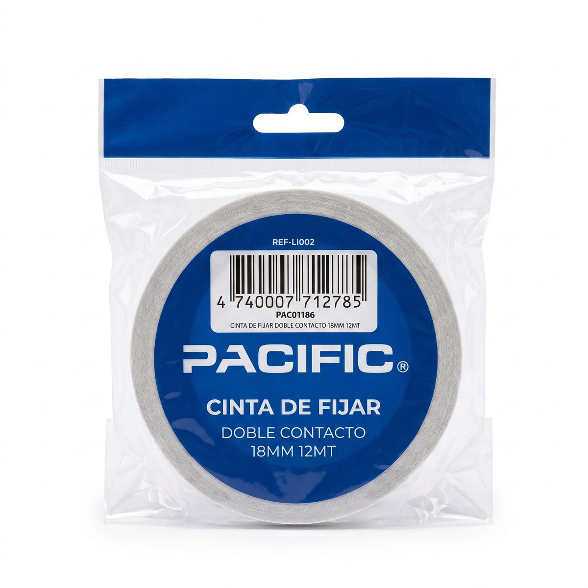 Cinta Doble Faz Pacific 18 mm x 12 m – Doble Contacto