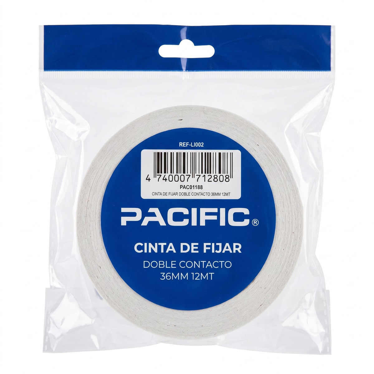 Cinta Doble Faz Pacific 36 mm x 12 m – Doble Contacto