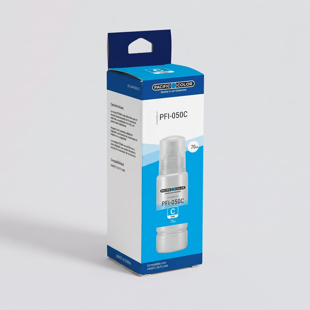 Botellas de Tinta Pacific Color Serie PFI-050 compatibles con Canon TC-20 Cian