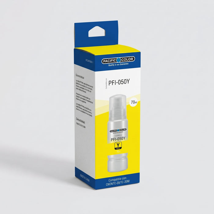 Botellas de Tinta Pacific Color Serie PFI-050 compatibles con Canon TC-20 Amarillo