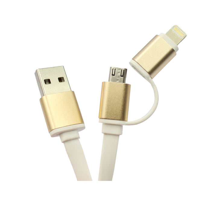 Cable 2X1 De USB A Micro USB O Lightning 100 App White