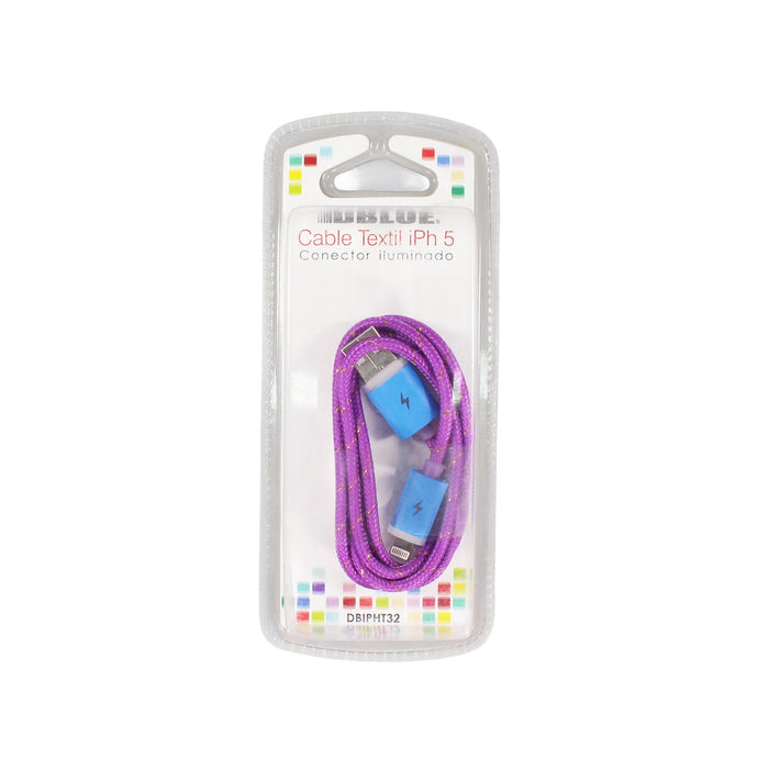Cable USB A Lightning Con Luz Morada, 100 Cm Purple