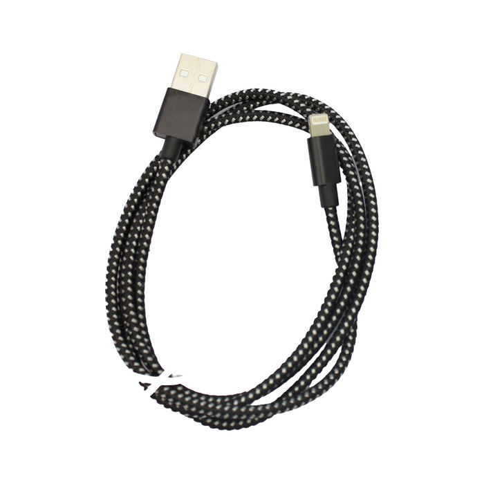 Cable USB a Lightning, trenzado, 1 mts. color BK.