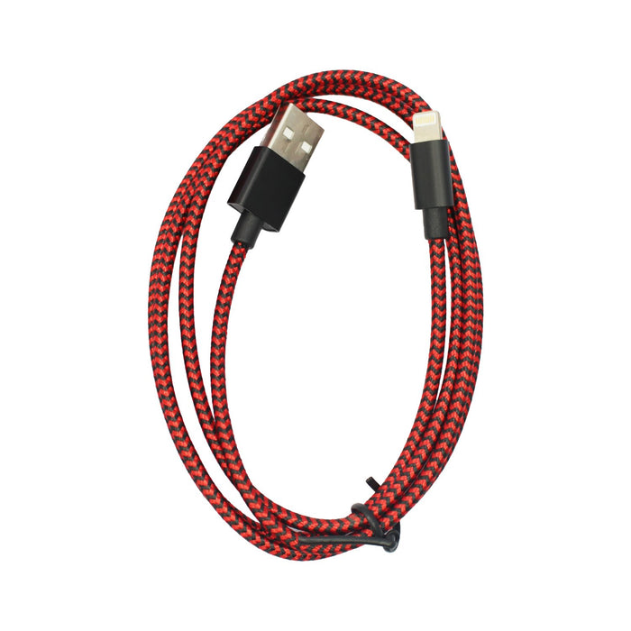 Cable USB a Lightning, trenzado, 1 mts. color RED.