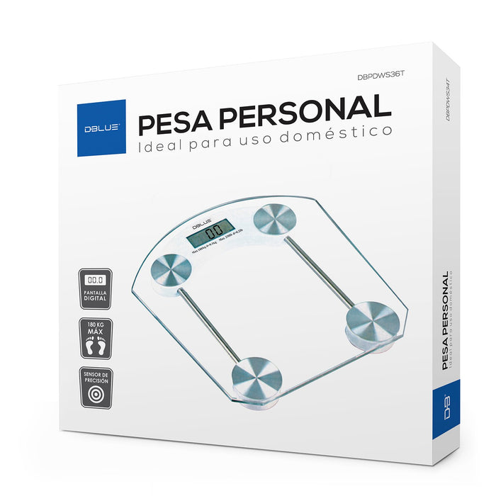 Pesa Digital DBlue 180kg Cristal Templado 6mm