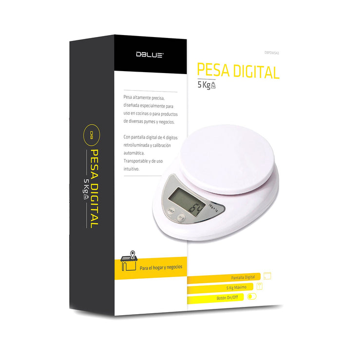 Báscula Digital DBlue Para Cocina Hasta 5 Kg.