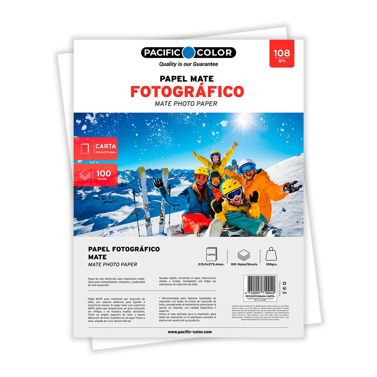 Papel fotográfico mate carta 108gr