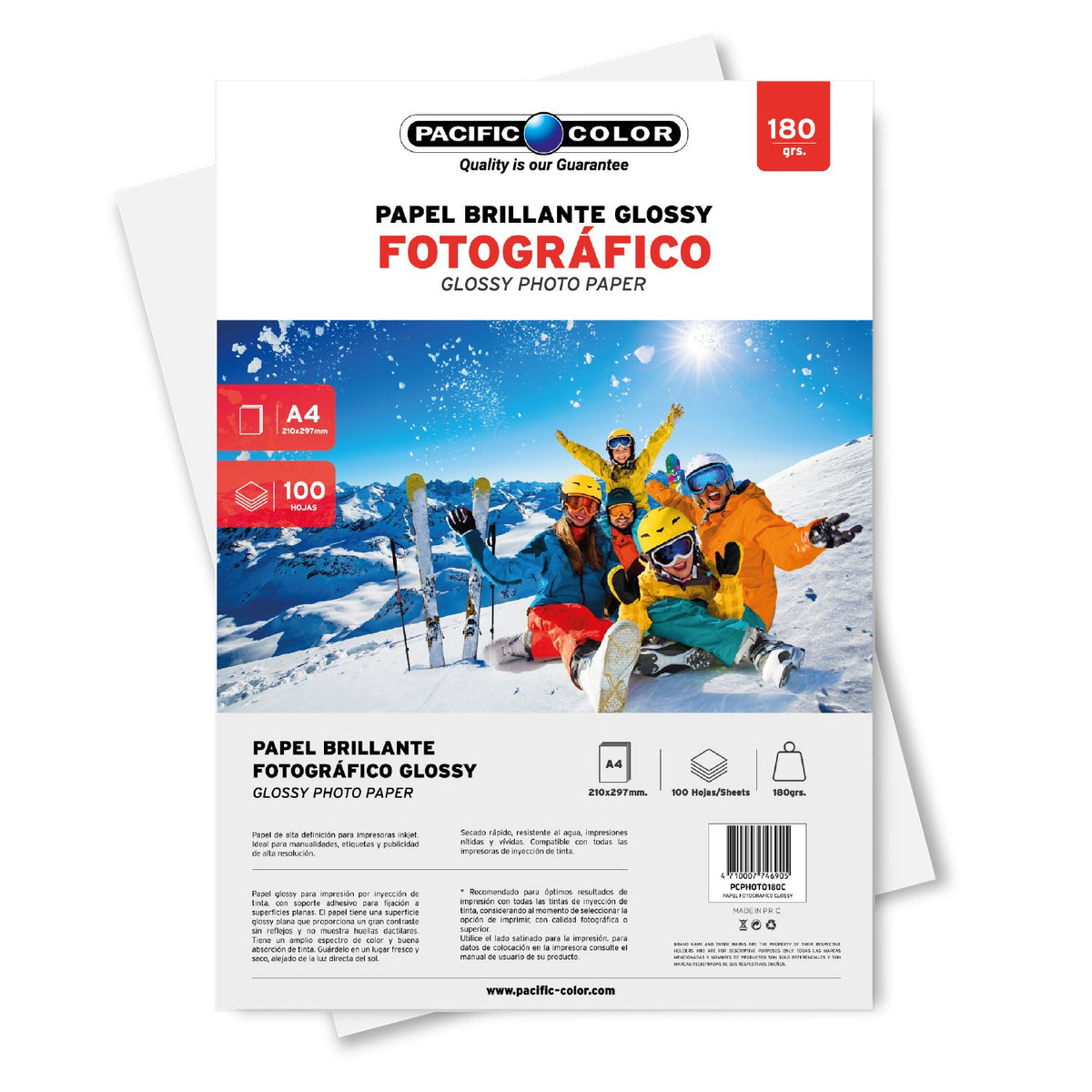 Papel Fotográfico Glossy A4, 100 Hojas, 180Gr