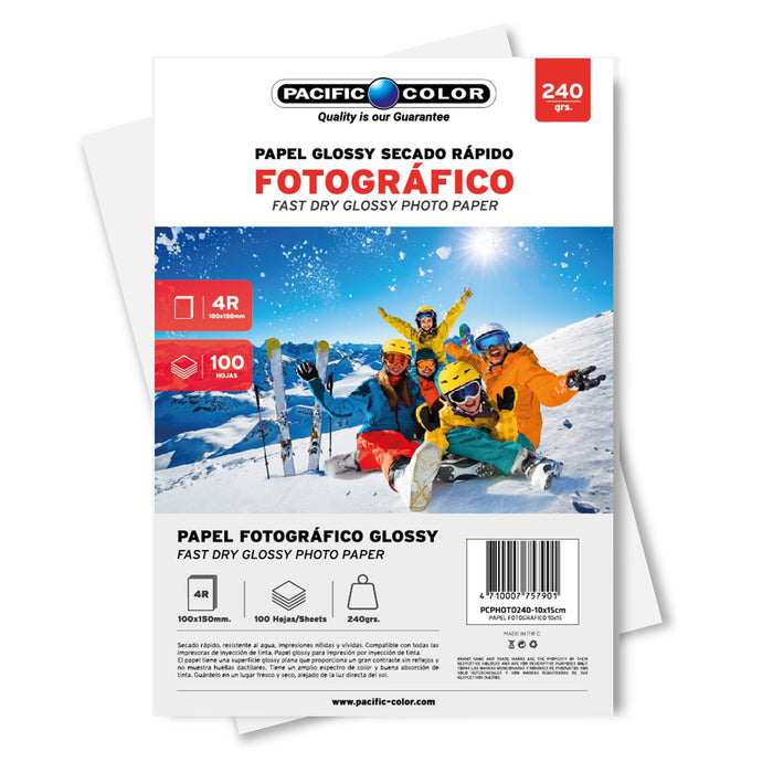 Papel Fotográfico Glossy 4R, 100 Hojas, 240Gr