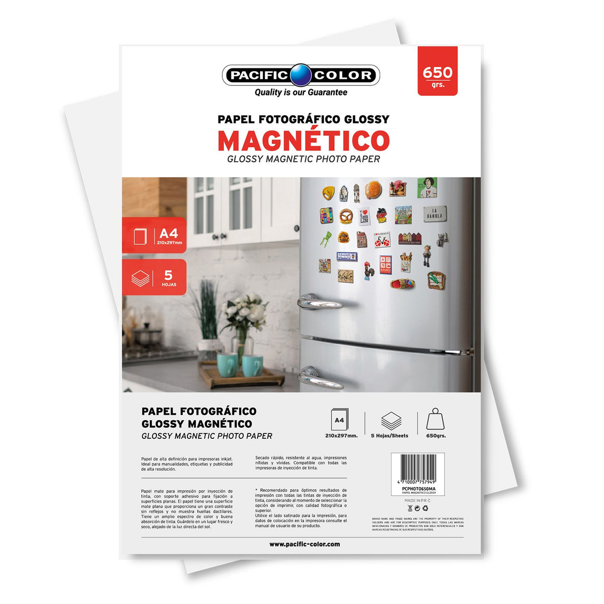 Papel Fotográfico Glossy A4, 5 Hojas, 650Gr