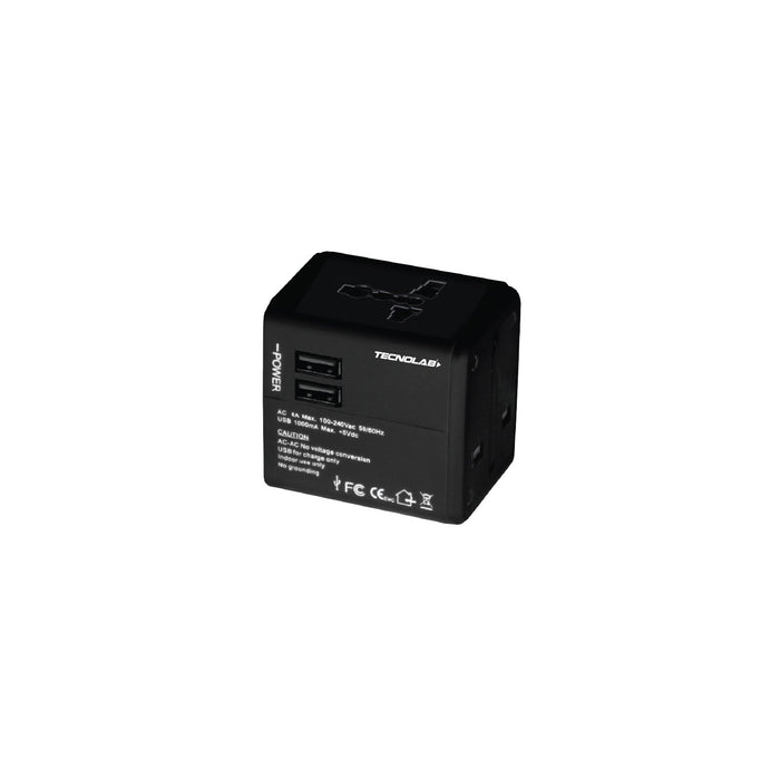 Adaptador universal Tecnolab 2SV 11V-220V black