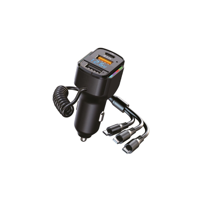Cargador Tecnolab automóvil, RGB, USB 5V, 3.1A, 65W