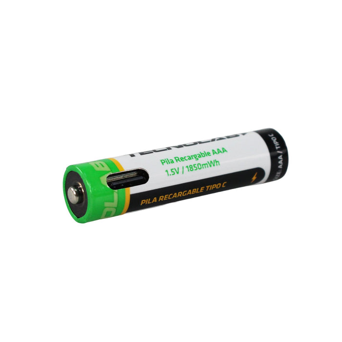 Pack 2 pilas recargables Tecnolab AAA tipo C, 1.850 mWh.