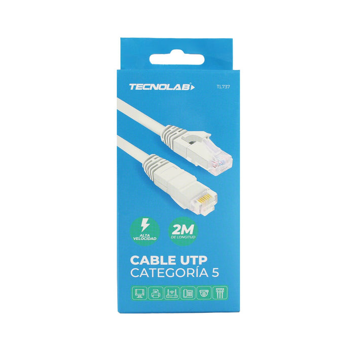 Cable de UTP categoría 5 Tecnolab, 2 mts. alta velocidad.