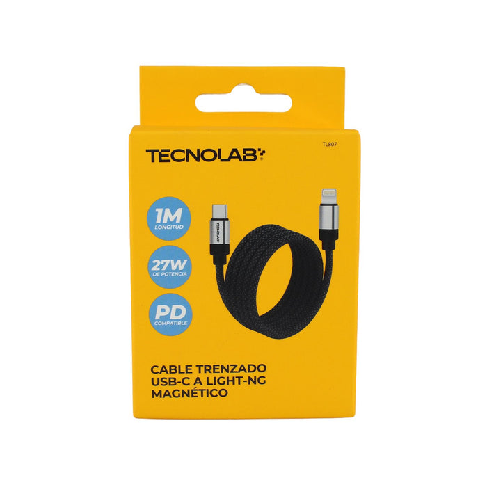 Cable trenzado Tecnolab USB c a corriente 1m Black