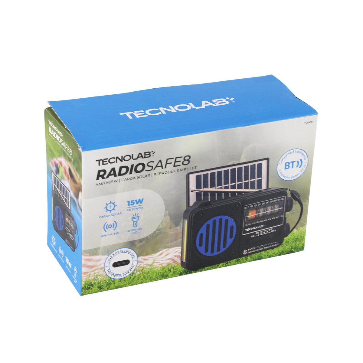Radio solar Tecnolab portátil con interfaz tipo c