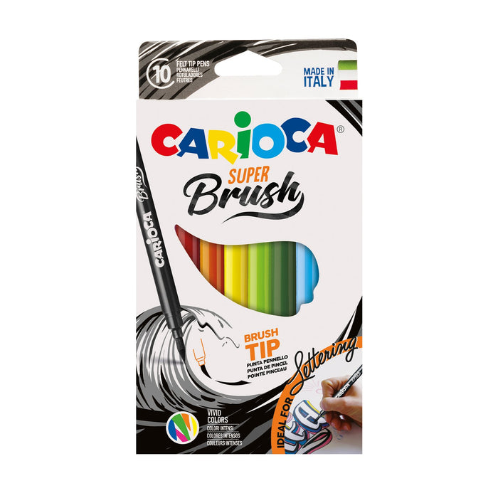 Plumones Carioca Super Brush 10 Unidades Punta Pincel