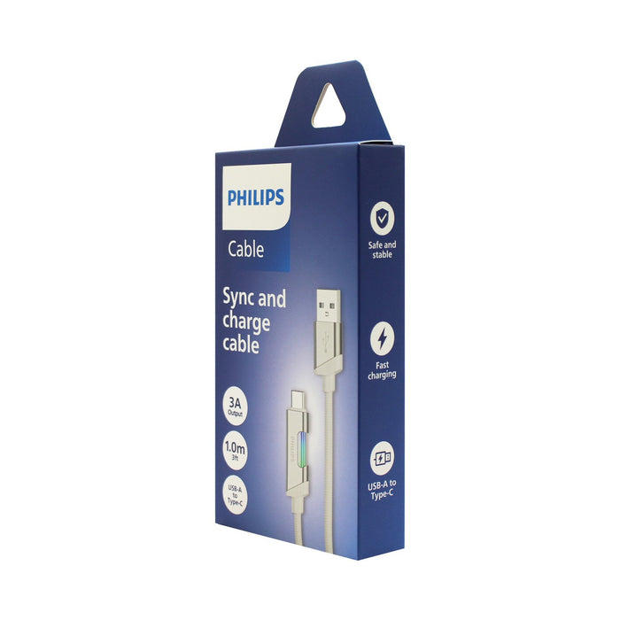 Cable Philips USB 3.0 a tipo c 1mt con Luz