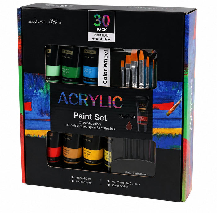 Set Pintura Acrílica Giorgione AC-35 · 24 Colores 36 ml + 6 Pinceles