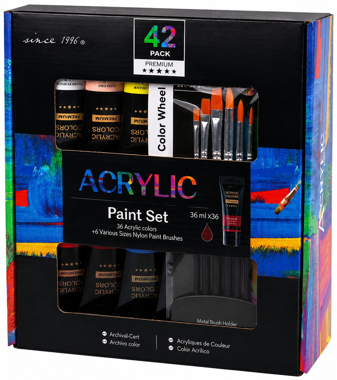 Set Pintura Acrílica Giorgione AC-35 · 36 Colores 36 ml + 6 Pinceles