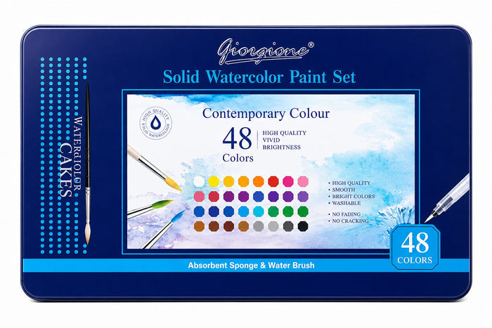 Set 48 Acuarelas en Pastilla Giorgione G-900 con Papel, Esponja y Blanco Opaco