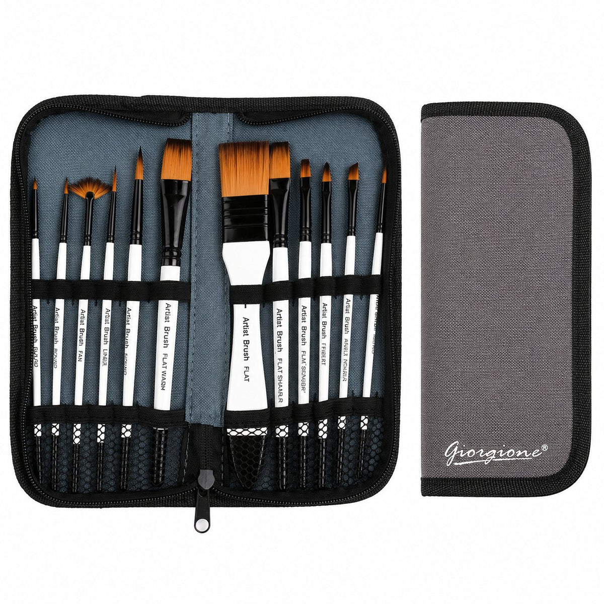 Set 13 Pinceles Giorgione G-F130 para Acuarela con Estuche de Lienzo