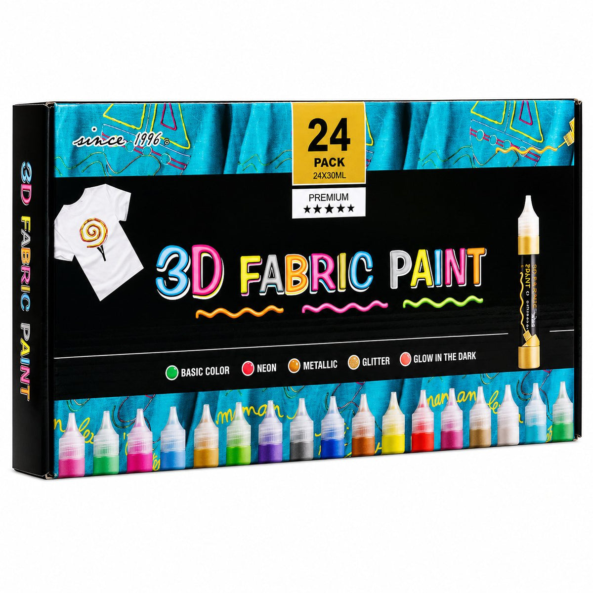 Set 24 Pinturas 3D para Tela Giorgione G-FR · 24 x 30 ml
