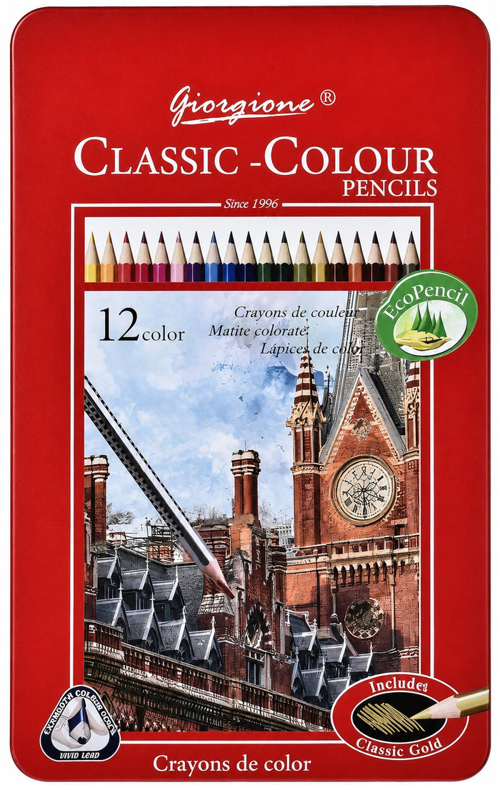 Set 12 Lápices de Color Clásicos Giorgione Classic-Colour en Caja Metálica