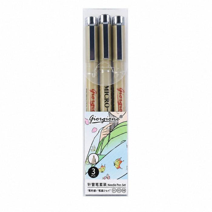 Set 3 Estilógrafos Punta de Aguja Giorgione ZG003 Micro · 01, 03 y 08