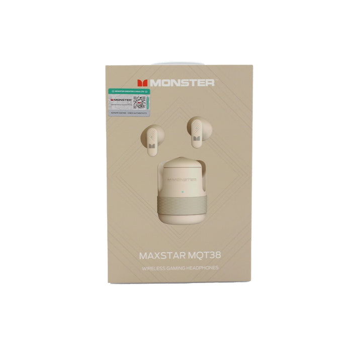 Audífono Monster BT V5.4, cable tipo C, BEIGE.