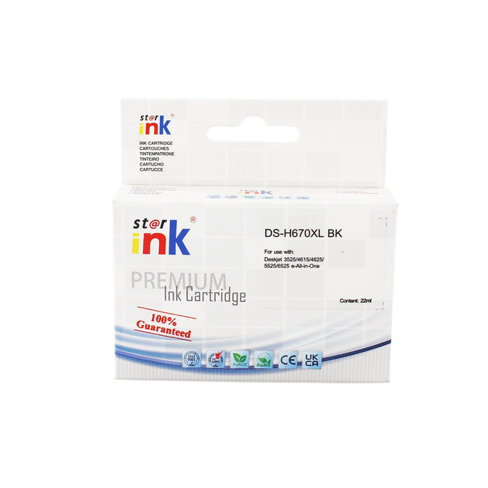Cartucho De Tinta Para Hp 670Xl Black