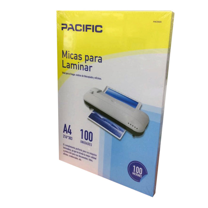 Laminas Termolaminadora Pacific Formato A4/100Mic 100 un.