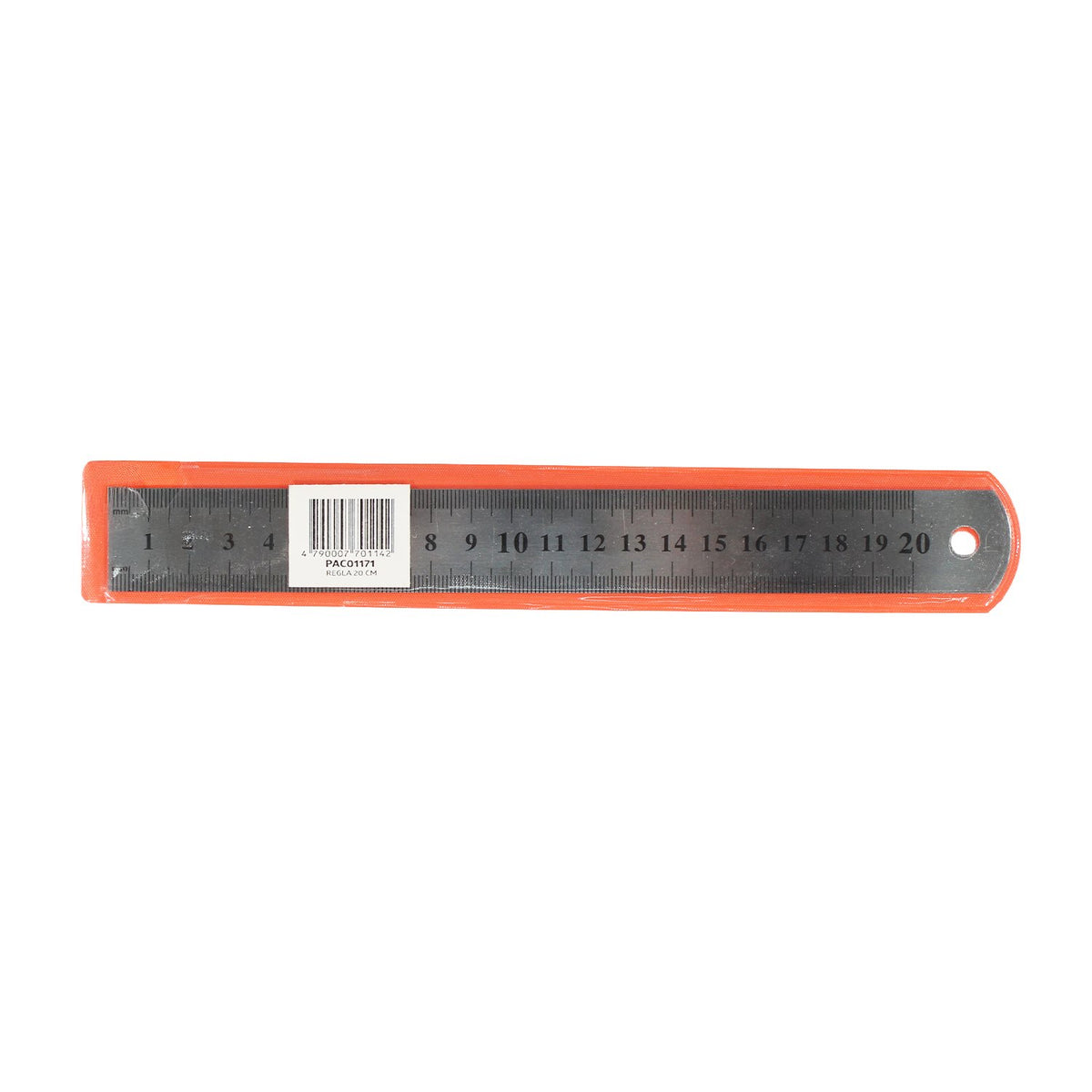 Regla metálica Pacific 20 cm. con funda plástica.