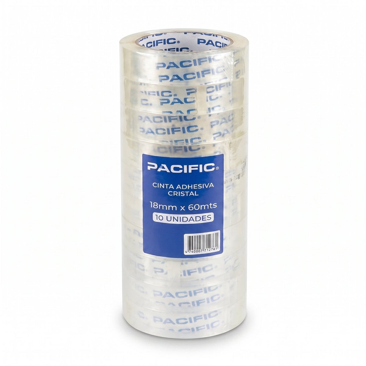 Pack 10 Cintas Adhesivas Transparente Pacific 18 mm x 60 m – 40 mic