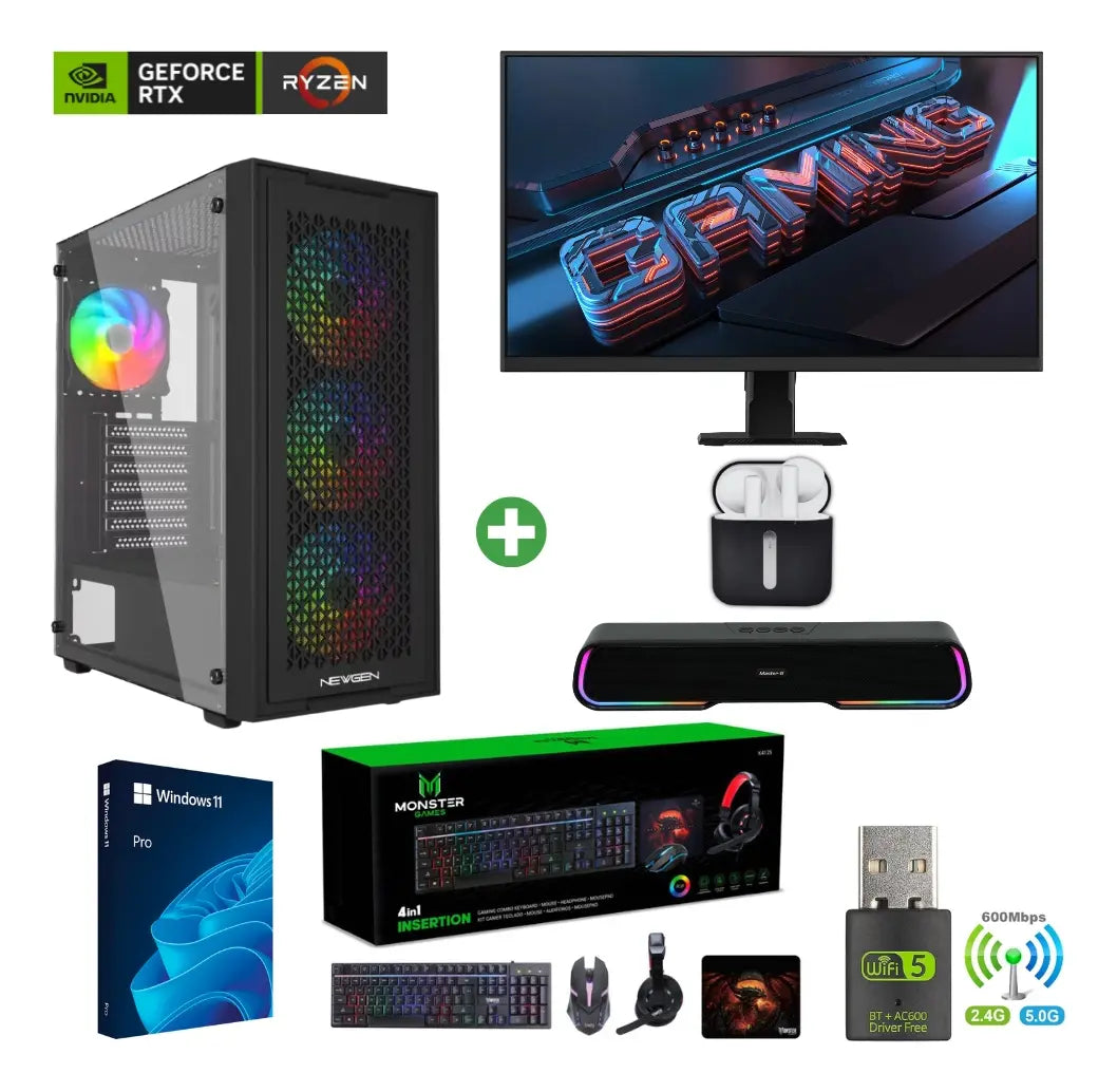 Pc Gamer Amd 7 5800xt | 32gb/ Rtx 5060ti / 2tb/ Monitor 27