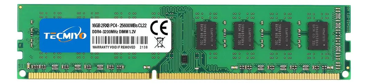 Memoria RAM Tecmiyo DDR4 16GB 3200MHz PC4-25600 UDIMM 1.2V CL22 Para PC Escritorio