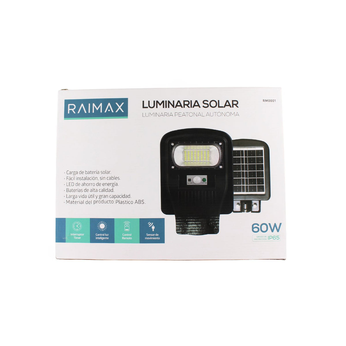 Foco Solar Raimax De 60W De Potencia Con Control Y Soporte