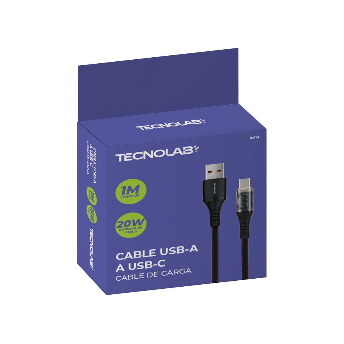 Cable USB a tipo c trenzado Tecnolab 1mt